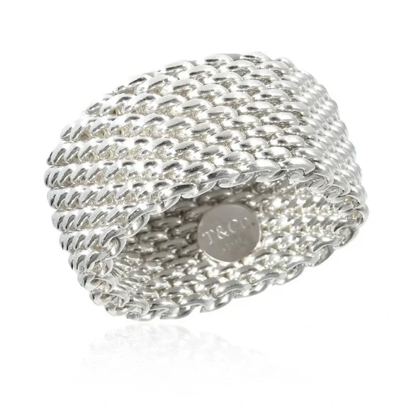 Tiffany & Co. Somerset Mesh Ring Flexible – 925 10mm wide Size 5 Retired Edition - Picture 3 of 8